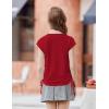 Arshiner Girls Cap Sleeve T Shirts Ruched Knot Side Summer Crewneck Casual Tops Blouse Tee(Red)