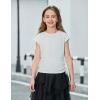 Arshiner Girls Cap Sleeve T Shirts Ruched Knot Side Summer Crewneck Casual Tops Blouse Tee(White)