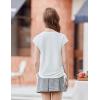 Arshiner Girls Cap Sleeve T Shirts Ruched Knot Side Summer Crewneck Casual Tops Blouse Tee(White)