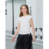 Arshiner Girls Cap Sleeve T Shirts Ruched Knot Side Summer Crewneck Casual Tops Blouse Tee(White)