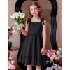 Arshiner Girls Summer Dress Bowknot Strap Casual Sleeveless Tiered Sundress with Pockets 6-14 Years(Black)