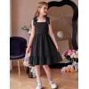 Arshiner Girls Summer Dress Bowknot Strap Casual Sleeveless Tiered Sundress with Pockets 6-14 Years(Black)