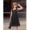 Arshiner Girls Summer Dress Bowknot Strap Casual Sleeveless Tiered Sundress with Pockets 6-14 Years(Black)