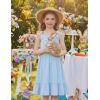 Arshiner Girls Summer Dress Bowknot Strap Casual Sleeveless Tiered Sundress with Pockets 6-14 Years(Blue)