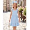 Arshiner Girls Summer Dress Bowknot Strap Casual Sleeveless Tiered Sundress with Pockets 6-14 Years(Blue)