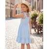 Arshiner Girls Summer Dress Bowknot Strap Casual Sleeveless Tiered Sundress with Pockets 6-14 Years(Blue)