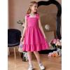 Arshiner Girls Summer Dress Bowknot Strap Casual Sleeveless Tiered Sundress with Pockets 6-14 Years(Hot Pink)