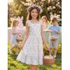 Arshiner Girls Summer Dress Bowknot Strap Casual Sleeveless Tiered Sundress with Pockets 6-14 Years(Purple Floral)