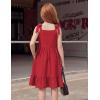 Arshiner Girls Summer Dress Bowknot Strap Casual Sleeveless Tiered Sundress with Pockets 6-14 Years(Red)