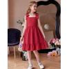 Arshiner Girls Summer Dress Bowknot Strap Casual Sleeveless Tiered Sundress with Pockets 6-14 Years(Red)