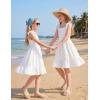 Arshiner Girls Summer Dress Bowknot Strap Casual Sleeveless Tiered Sundress with Pockets 6-14 Years(White)
