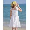 Arshiner Girls Summer Dress Bowknot Strap Casual Sleeveless Tiered Sundress with Pockets 6-14 Years(White)