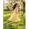 Arshiner Girls Summer Dress Bowknot Strap Casual Sleeveless Tiered Sundress with Pockets 6-14 Years(Yellow Plaid)