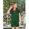 Arshiner Girls Summer Outfits 2 Piece Sets Ruffle Short Sleeve Button Down Shirts and Shorts Set Kids Clothes with Pockets(Deep Green)