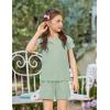 Arshiner Girls Summer Outfits 2 Piece Sets Ruffle Short Sleeve Button Down Shirts and Shorts Set Kids Clothes with Pockets(Light Green)