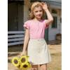 Arshiner Girls Summer Outfits 2 Piece Sets Ruffle Short Sleeve Button Down Shirts and Shorts Set Kids Clothes with Pockets(Pink)