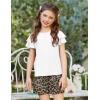 Arshiner Girls Summer Outfits 2 Piece Sets Ruffle Short Sleeve Button Down Shirts and Shorts Set Kids Clothes with Pockets(White+leopard)