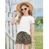 Arshiner Girls Summer Outfits 2 Piece Sets Ruffle Short Sleeve Button Down Shirts and Shorts Set Kids Clothes with Pockets(White+leopard)
