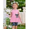 Arshiner Toddler Girl Clothes 2 Piece Bowknot Sleeveless Top Dress and Leggings Shorts Set Kids Summer Outfits(Dark Pink Butterfly)