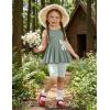Arshiner Toddler Girl Clothes 2 Piece Bowknot Sleeveless Top Dress and Leggings Shorts Set Kids Summer Outfits(Light Green Flower)