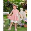 Arshiner Toddler Girl Clothes 2 Piece Bowknot Sleeveless Top Dress and Leggings Shorts Set Kids Summer Outfits(Light Pink Flower)