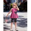 Arshiner Toddler Girl Clothes 2 Piece Bowknot Sleeveless Top Dress and Leggings Shorts Set Kids Summer Outfits(Peach Pink Butterfly)
