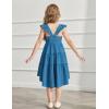 Arshiner Toddler Girls Dress Ruffle High-Low Hem Smocked Dresses Summer Beach Butterfly Sundress with Pocket(Dark Blue)
