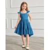 Arshiner Toddler Girls Dress Ruffle High-Low Hem Smocked Dresses Summer Beach Butterfly Sundress with Pocket(Dark Blue)