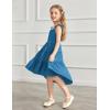 Arshiner Toddler Girls Dress Ruffle High-Low Hem Smocked Dresses Summer Beach Butterfly Sundress with Pocket(Dark Blue)