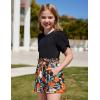 Arshiner Toddler Girls Summer Outfits 2 Piece Set Knit Twist Puff Sleeve Top and High Waist Paper Bag Short with Pockets(Black Flower)