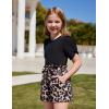 Arshiner Toddler Girls Summer Outfits 2 Piece Set Knit Twist Puff Sleeve Top and High Waist Paper Bag Short with Pockets(Black Leopard)