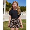 Arshiner Toddler Girls Summer Outfits 2 Piece Set Knit Twist Puff Sleeve Top and High Waist Paper Bag Short with Pockets(Black Leopard)