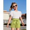 Arshiner Toddler Girls Summer Outfits 2 Piece Set Knit Twist Puff Sleeve Top and High Waist Paper Bag Short with Pockets(White Green Dots)