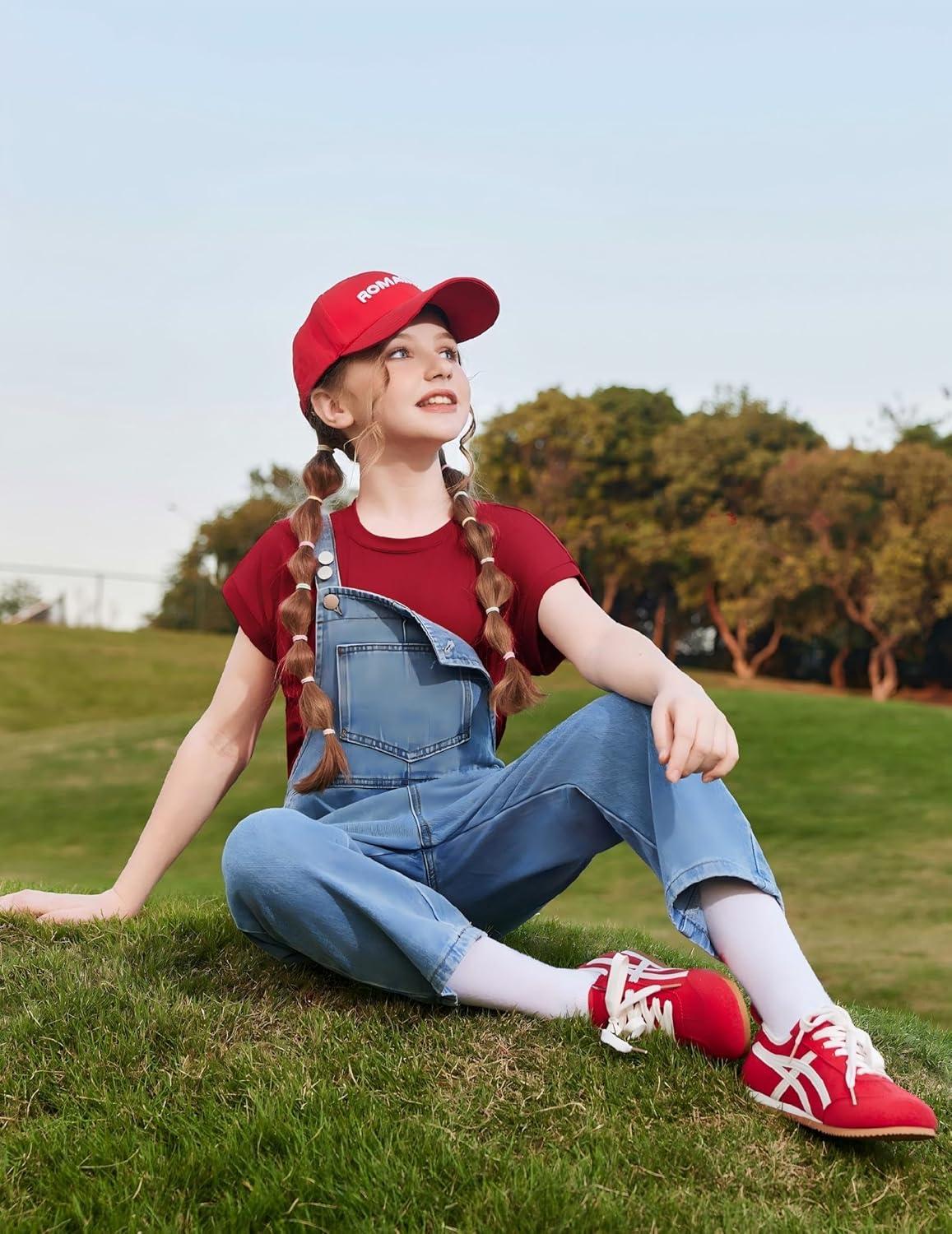 image:imageArshiner Girls Summer 2 Piece Outfits Short Sleeve T Shirts Top and Shorts Clothing Sets with PocketsRed