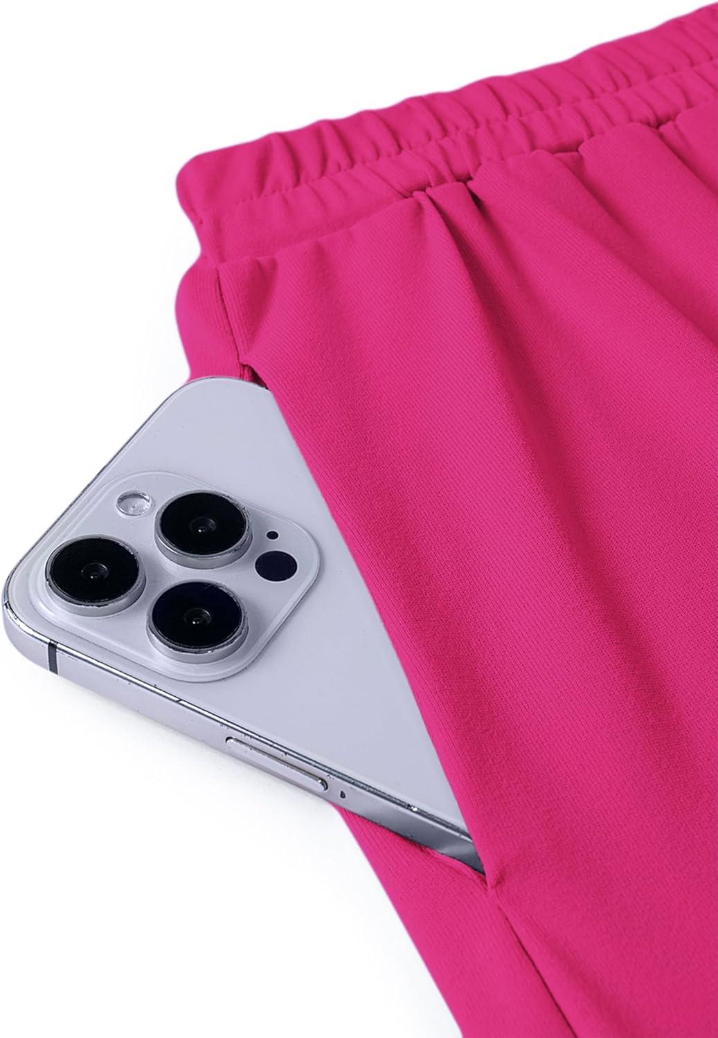image:imageArshiner Girls Summer 2 Piece Outfits Short Sleeve T Shirts Top and Shorts Clothing Sets with PocketsRose Red