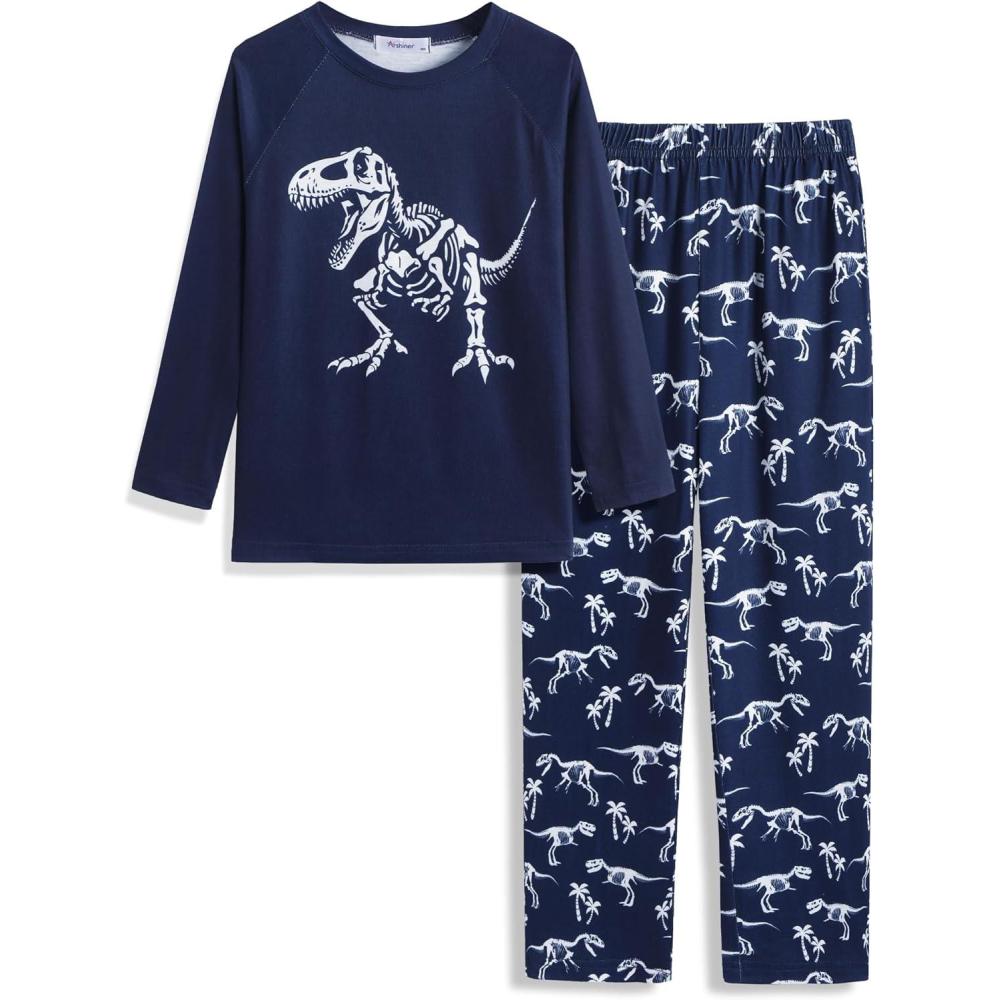 image:imageArshiner Boys Pajamas Set Long Sleeve Sleepwear 2 Piece Pajama Set for Big Boys 614 YearsDinosaur
