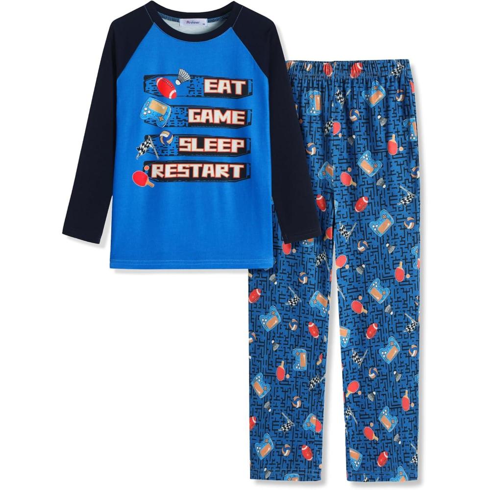 image:imageArshiner Boys Pajamas Set Long Sleeve Sleepwear 2 Piece Pajama Set for Big Boys 614 YearsGamer