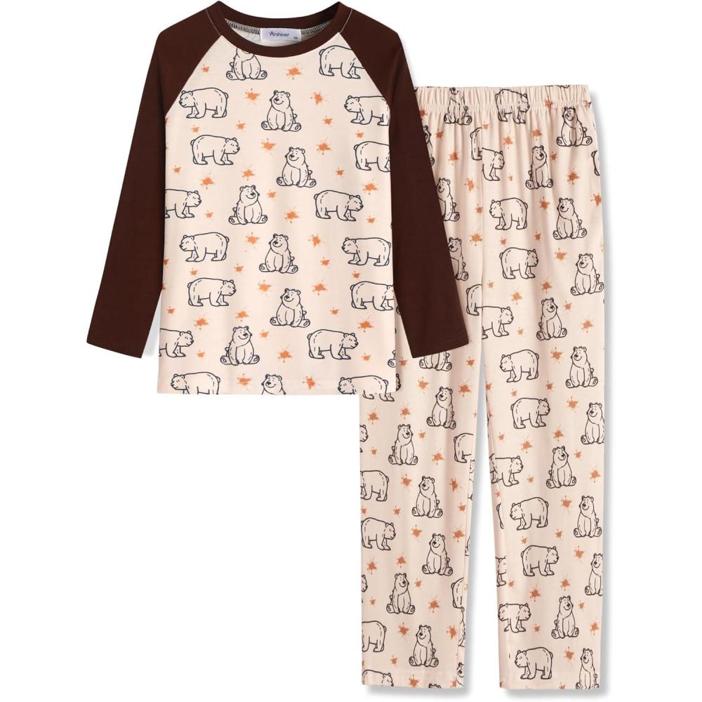 image:imageArshiner Boys Pajamas Set Long Sleeve Sleepwear 2 Piece Pajama Set for Big Boys 614 YearsPolar Bear