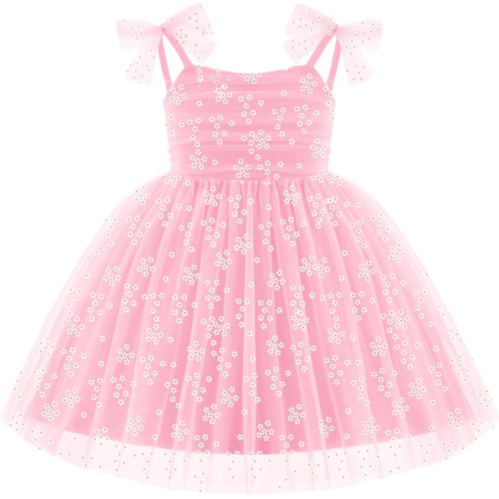 image:imageArshiner Toddler Tulle Dress Girls Spaghetti Strap Birthday Princess Photoshoot Tutu DressesPink Flower