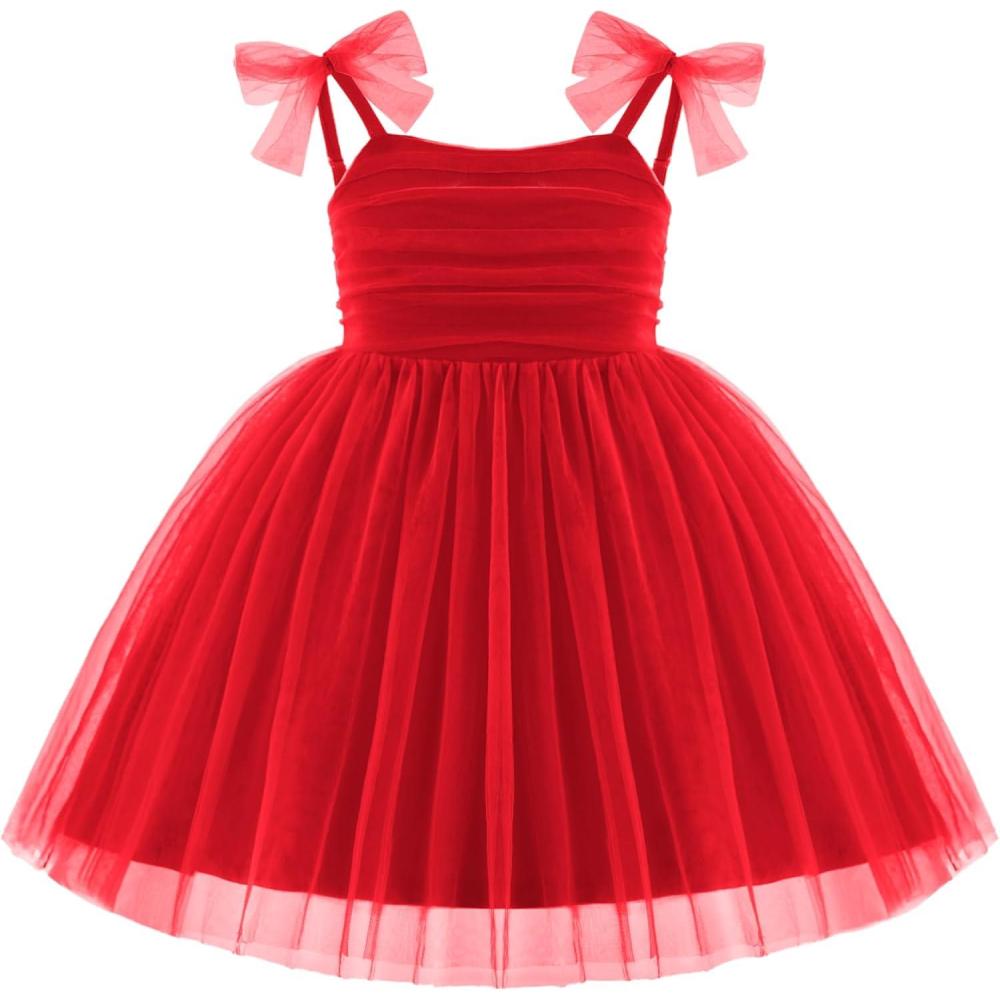 image:imageArshiner Toddler Tulle Dress Girls Spaghetti Strap Birthday Princess Photoshoot Tutu DressesRed