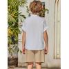 Arshiner Boy’s 2 Pieces Linen Sets Short Sleeve Henley Shirt and Shorts Summer Beach Matching Outfits 4-12 Years(White & Khaki)