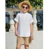 Arshiner Boy’s 2 Pieces Linen Sets Short Sleeve Henley Shirt and Shorts Summer Beach Matching Outfits 4-12 Years(White & Khaki)
