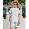 Arshiner Boy’s 2 Pieces Linen Sets Short Sleeve Henley Shirt and Shorts Summer Beach Matching Outfits 4-12 Years(White)