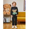 Arshiner Boys 2-Piece Teddy Bear Print Sweatshirt and Sweatpants Set – Cool Black Fall Winter Outfit 5-6 Years