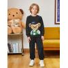 Arshiner Boys 2-Piece Teddy Bear Print Sweatshirt and Sweatpants Set – Cool Black Fall Winter Outfit 5-6 Years