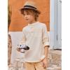 Arshiner Boys Cotton Linen Henley Shirt Button Down Shirt Long Sleeve T Shirt Beach Shirt Tee Casual Solid Tops(Cream)