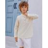Arshiner Boys Cotton Linen Henley Shirt Button Down Shirt Long Sleeve T Shirt Beach Shirt Tee Casual Solid Tops(Cream)