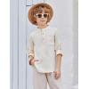 Arshiner Boys Cotton Linen Henley Shirt Button Down Shirt Long Sleeve T Shirt Beach Shirt Tee Casual Solid Tops(Cream)