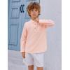 Arshiner Boys Cotton Linen Henley Shirt Button Down Shirt Long Sleeve T Shirt Beach Shirt Tee Casual Solid Tops(Light Pink)