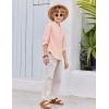 Arshiner Boys Cotton Linen Henley Shirt Button Down Shirt Long Sleeve T Shirt Beach Shirt Tee Casual Solid Tops(Light Pink)